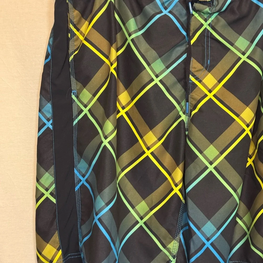 G-45 Men’s Speedo Black‎ Blue & Yellow Lined Summer Board Shorts Size XL